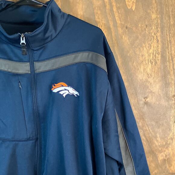 Antigua Mens Jacket Blue Denver Broncos Track Full Zip Mock Neck XLarge - Picture 5 of 12